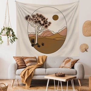 Tapisserie boho avec montagnes du désert minimalistes pour décoration murale chic