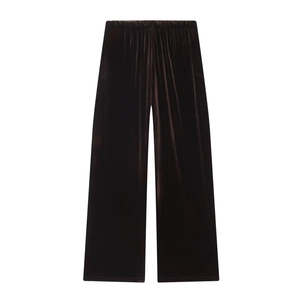 Women's autumn velvet tracksuit set featuring a hooded jacket and wide-leg trousers