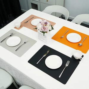 Nordic faux leather placemats and coasters set in multiple colors for dining table decor