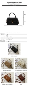 Detailed size specifications and multi-color display of this vintage PU crossbody bag