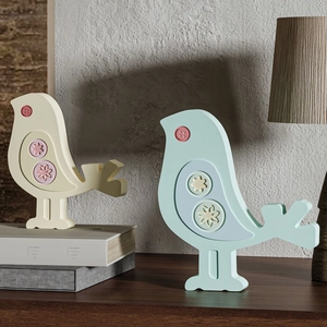 Molde de silicona de pájaro urraca minimalista y adornos decorativos en azul y blanco