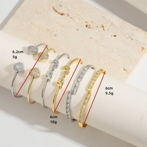 Modern LOVE bracelets in gold and silver finish with crystal heart and hollow designs