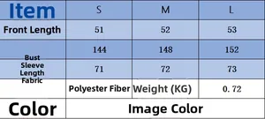 Size chart for women's stand collar knit jacket showing length, bust, and sleeve measurements