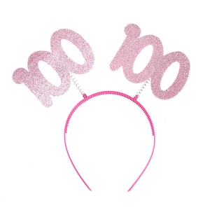Pink glitter 100 days party headband with springs for children hair accessories