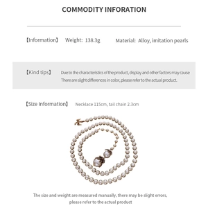 Dettagli della collana di perle 115cm con chiusura a uccello e specifiche in stile vintage