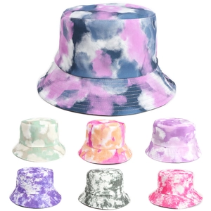 Reversible Tie Dye Bucket Hat Cotton Polyester Sun Protection Cloud Print Casual Fisherman Hat For Women Men