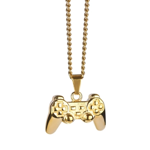 Hip hop vintage game controller pendant necklace with golden rope chain for men and women