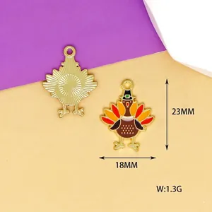 Detail view of turkey charm with dimensions 23mm height, 18mm width and 1.3g weight