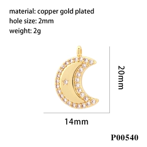 Golden crescent moon pendant with cubic zirconia inlay for custom DIY jewelry making