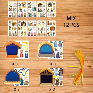 Nativity scene DIY Christmas sticker set with 12 cartoon styles for children gifts