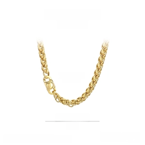 Detail of 10mm gold stainless steel wheat chain necklace with 450mm length and round clasp