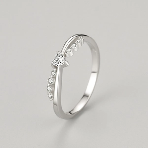 Elegant S925 silver crossover heart ring with sparkling micro-pave diamonds for women