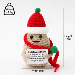 Christmas crochet potato doll with santa hat and scarf for emotional support, 12cm tall