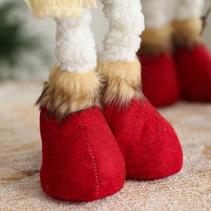 Christmas snowman plush doll with long legs and red felt boots for festive holiday decor