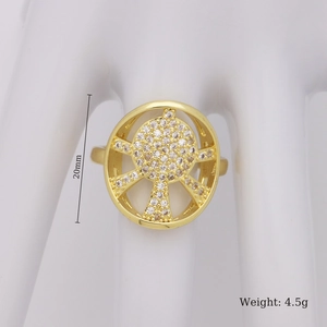 Detail view of gold heart ring with cubic zirconia inlay showing 20mm size and 4.5g weight