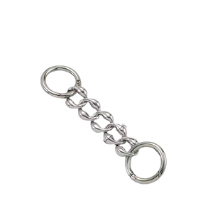 Silver metal horsebit chain extension strap with O-rings for shoulder bags