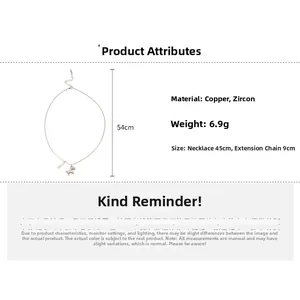 Detailed size specifications for zircon horse necklace in rose gold plated copper