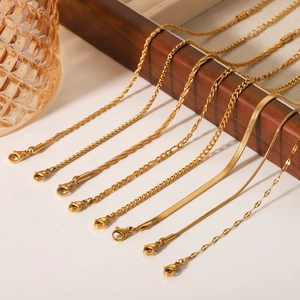Set of 18K gold plated stainless steel chains including snake and figaro styles