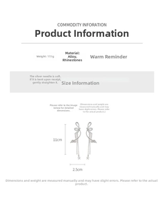 Spécifications de taille pour boucles d'oreilles à nœud, étoile et pompons en strass