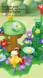 Close-up of colorful DIY garden building blocks with smooth edges and rounded safety design