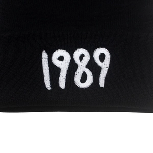 Classic black knit beanie featuring white 1989 embroidery for Taylor fans