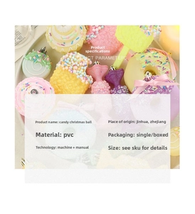 Detailed specs of macaron candy Christmas tree ornaments made of PVC in various shapes