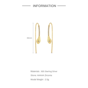 S925 sterling silver cobra tassel drop earrings with cubic zirconia in gold finish