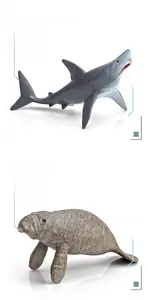 Detailed realistic Great White Shark and Manatee ocean animal figures with lifelike textures