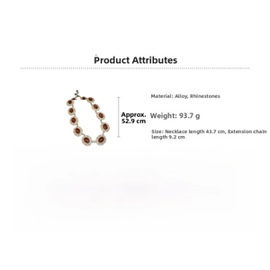 Detail of vintage gold flower necklace with amber oval stones and crystal dimensions