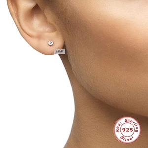 3mm real S925 sterling silver mini diamond stud earrings for women daily wear