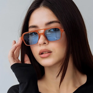 Square Sunglasses Retro Double Bridge Metal PC UV400 Protection Hollow Temples Fashion Outdoor Eyewear Unisex