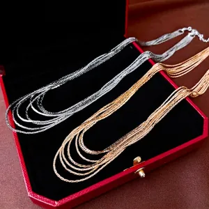 Multi Layer Necklace Copper Real Gold Plated Exaggerated Choker Fashion Trendy Luxury Elegant Statement Jewelry For Women