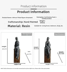 Tableau détaillé des tailles pour statues africaines en résine peintes à la main