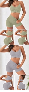 Close-up of seamless knitted texture and ribbed waistband on yoga sports sets
