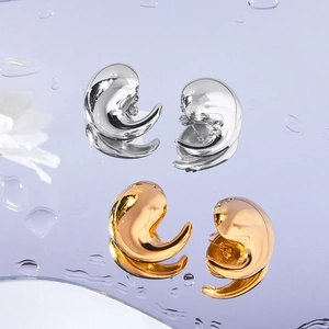 Orecchini a goccia d'acqua in acciaio inossidabile placcato oro 18K e argento lucido