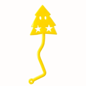 Yellow Christmas tree shaped TPR climbing toy with star cutouts and wavy handle