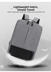 Ultra-lightweight 0.37kg minimalist gray business laptop backpack with a floating feather