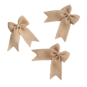 Three pieces of rustic burlap bowknots with swallowtail design for DIY holiday decoration