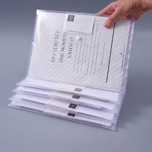 Thickened A4 transparent document folders with snap button closure and index card slots