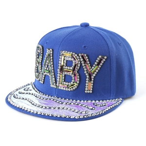 Casquette Baseball Snapback Hip Hop Avec Lettres BABY Strass Et Visière Holographique Décoration Rivet Unisexe