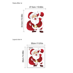 Sticker mural Père Noël en PVC avec dimensions du produit et détails de mise en page