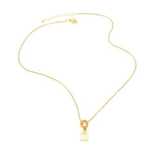 Elegant 18k gold plated necklace with a rectangular hollow cross pendant for women