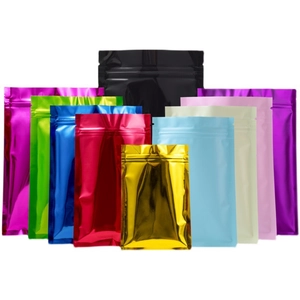 Colorful aluminum foil resealable bags in various matte and glossy finishes for packaging