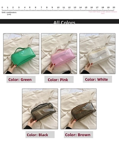 Detailansicht wasserdichter 20cm PVC-Kulturtaschen in Grün Rosa Weiß Schwarz Braun