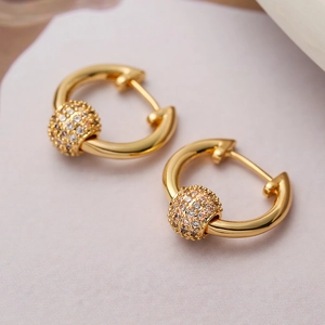 Geometric Hoop Earrings Gold Plated Copper Micro Cubic Zirconia Small Huggie Earring Minimalist Fashion Jewelry Women