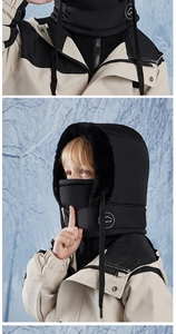 Close-up of kids winter thermal balaclava with integrated face mask and ear protection