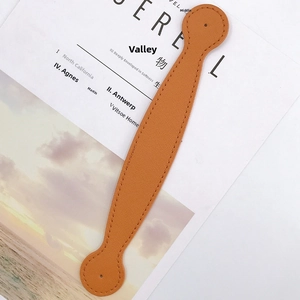 Caramel lychee pattern leather wrist strap with stitching and round end for bags