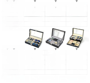 Detailed size chart for leather watch and jewelry display boxes with double layer storage