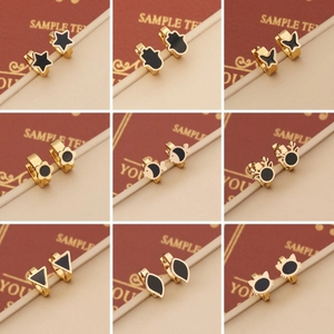Huggie Hoop Earrings Stainless Steel Black Enamel Drip Oil Geometric Animal Star Trendy Jewelry For Women