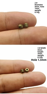 Detail view of 4mm antique bronze alloy spacer beads for DIY jewelry making